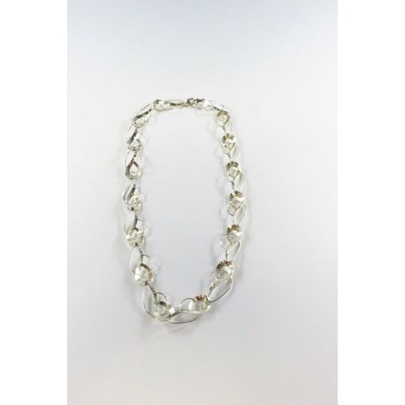 18" Sterling Silver Designer Style Fancy Twisted Metal Link Necklace Sterling TT - Picture 8 of 15